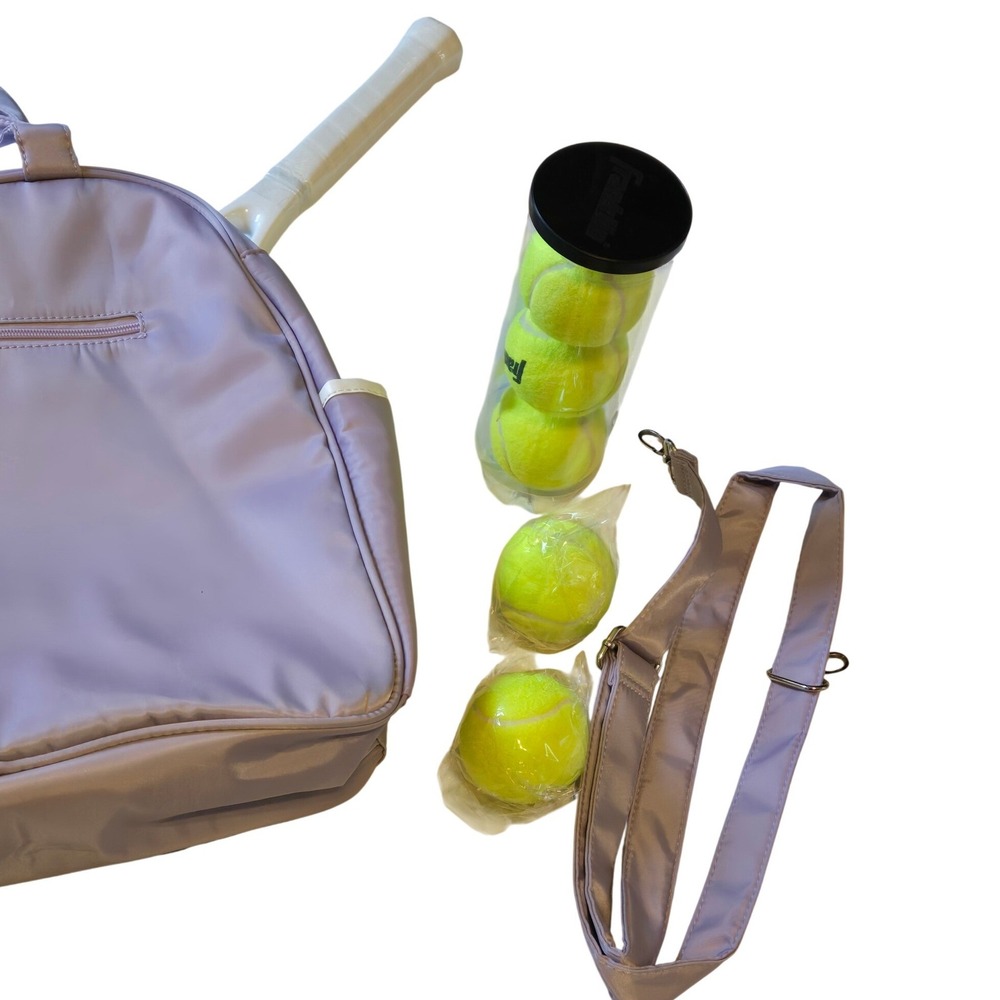 Tennis Bag Set Racket Balls Pink Travel Sport Kit - Picture 6 of 8
